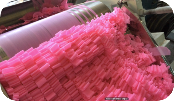 This action evenly distributes the color and additives throughout the soap mass. The refined soap then exits the mill in thin ribbons onto the next stage of production